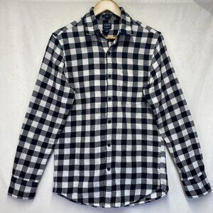 J.Crew Flannel Slim Plaid Collared Button-Up Shirt Men Small Black Multicolor